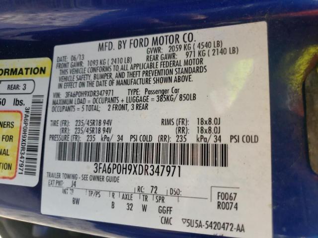 Photo 10 from auction – 2013 FORD FUSION SE with VIN 3FA6P0H9XDR347971