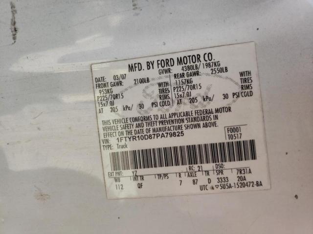 Photo 10 from auction – 2007 FORD RANGER with VIN 1FTYR10D87PA79825