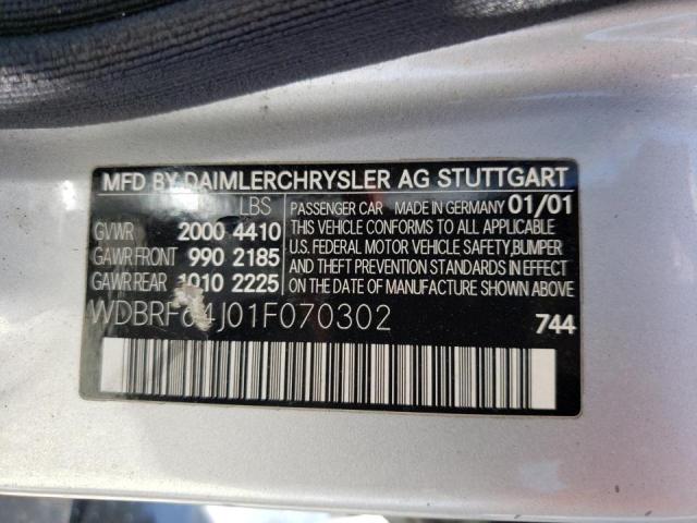 Photo 10 from auction – 2001 MERCEDES-BENZ C 320 with VIN WDBRF64J01F070302