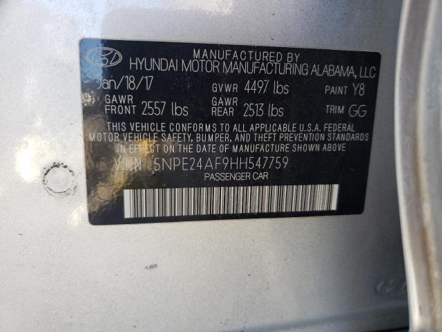 Photo 10 from auction – 2017 HYUNDAI SONATA SE with VIN 5NPE24AF9HH547759