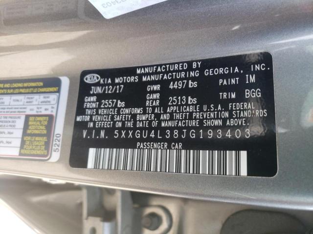 Photo 10 from auction – 2018 KIA OPTIMA EX with VIN 5XXGU4L38JG193403