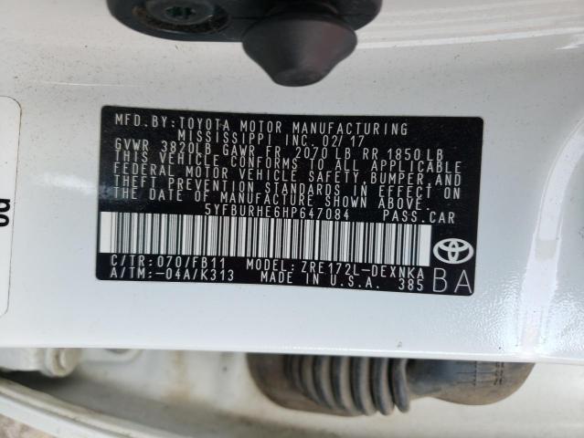 Photo 10 from auction – 2017 TOYOTA COROLLA L with VIN 5YFBURHE6HP647084
