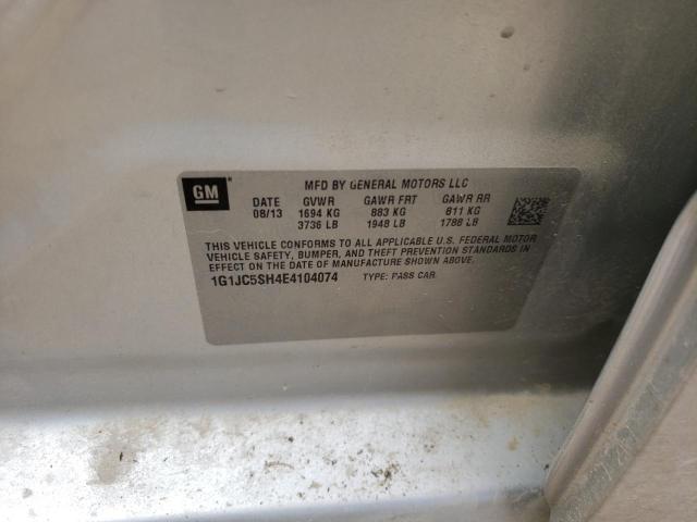 Photo 10 from auction – 2014 CHEVROLET SONIC LT with VIN 1G1JC5SH4E4104074