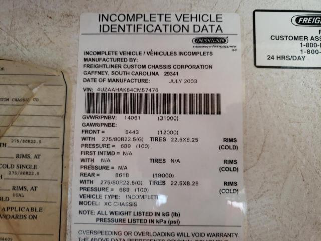Photo 10 from auction – 2004 FREIGHTLINER CHASSIS X with VIN 4UZAAHAK84CM57476