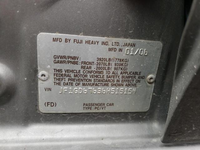 Photo 10 from auction – 2006 SUBARU IMPREZA 2. with VIN JF1GD67636H515154