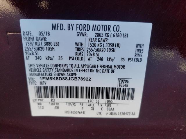 Photo 10 from auction – 2018 FORD EXPLORER X with VIN 1FM5K8D88JGB78922