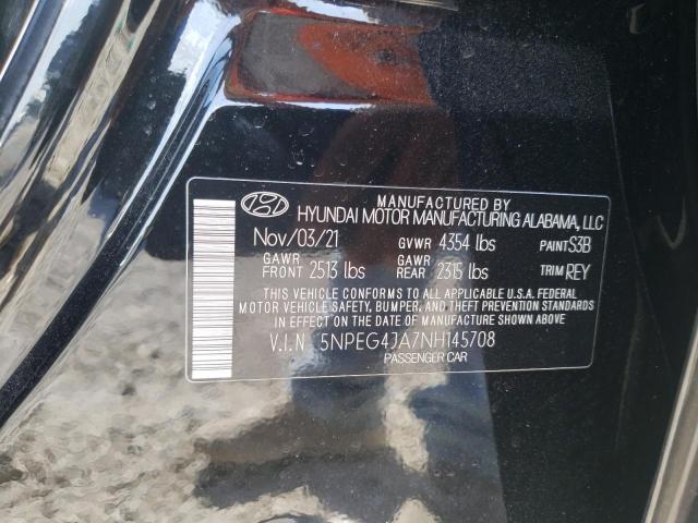 Photo 10 from auction – 2022 HYUNDAI SONATA SE with VIN 5NPEG4JA7NH145708