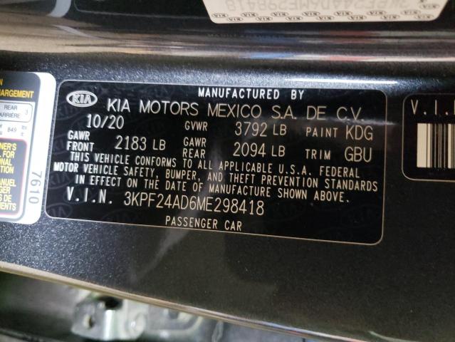 Photo 10 from auction – 2021 KIA FORTE FE with VIN 3KPF24AD6ME298418