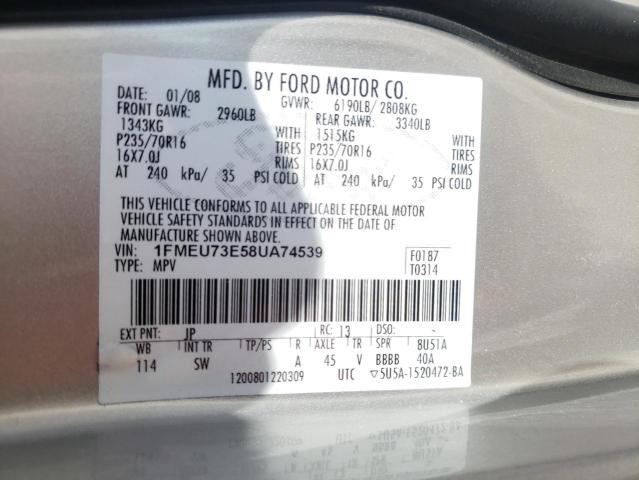Photo 10 from auction – 2008 FORD EXPLORER X with VIN 1FMEU73E58UA74539