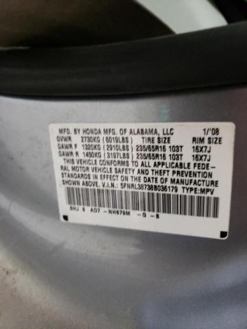 Photo 10 from auction – 2008 HONDA ODYSSEY EX with VIN 5FNRL38738B036179