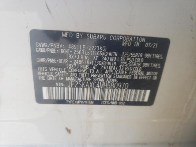 Photo 10 from auction – 2021 SUBARU FORESTER T with VIN JF2SKAXC4MH580970