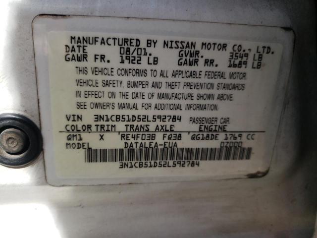 Photo 10 from auction – 2002 NISSAN SENTRA XE with VIN 3N1CB51D52L592784