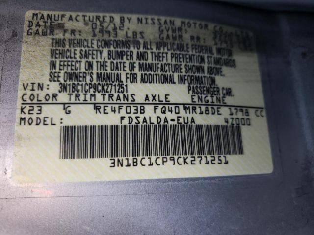 Photo 10 from auction – 2012 NISSAN VERSA S with VIN 3N1BC1CP9CK271251