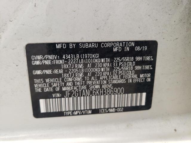Photo 10 from auction – 2019 SUBARU CROSSTREK with VIN JF2GTANC6KH386900