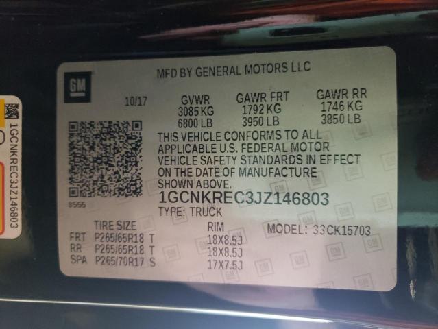 Photo 10 from auction – 2018 CHEVROLET SILVERADO with VIN 1GCNKREC3JZ146803
