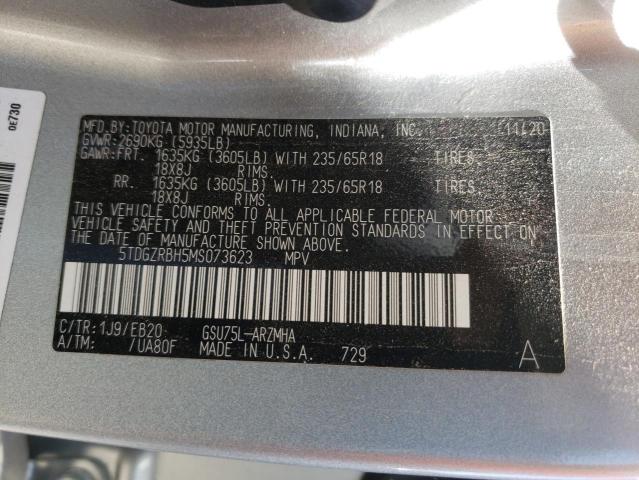 Photo 10 from auction – 2021 TOYOTA HIGHLANDER with VIN 5TDGZRBH5MS073623