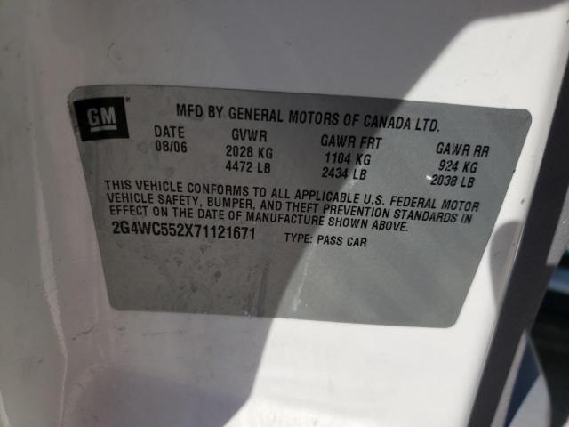 Photo 10 from auction – 2007 BUICK LACROSSE C with VIN 2G4WC552X71121671