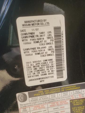 Photo 10 from auction – 2008 INFINITI FX35 with VIN JNRAS08W08X207756