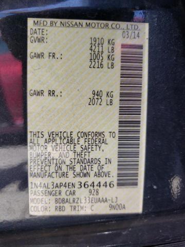 Photo 10 from auction – 2014 NISSAN ALTIMA 2.5 with VIN 1N4AL3AP4EN364446