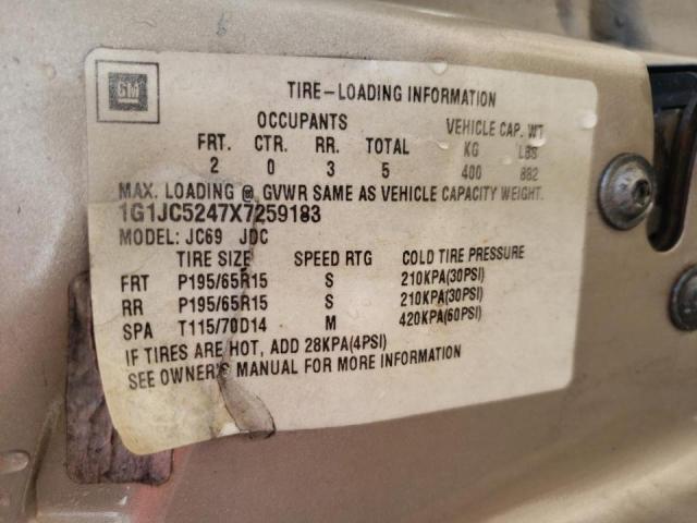 Photo 10 from auction – 1999 CHEVROLET CAVALIER with VIN 1G1JC5247X7259183