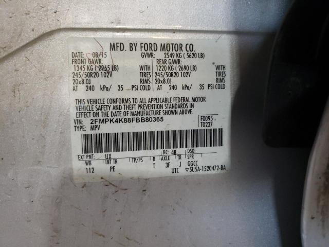 Photo 10 from auction – 2015 FORD EDGE TITAN with VIN 2FMPK4K88FBB80365