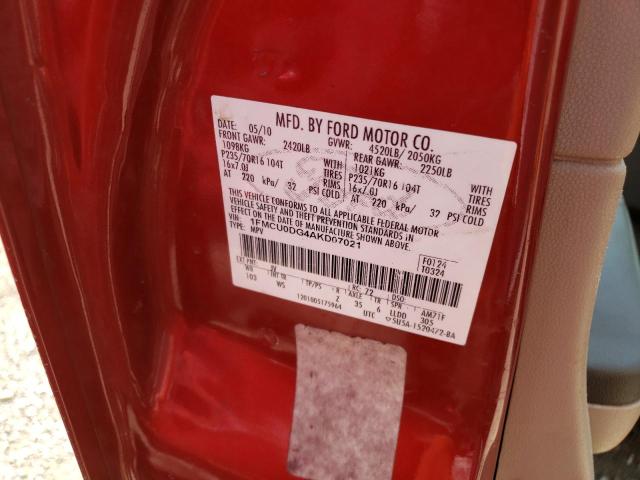 Photo 10 from auction – 2010 FORD ESCAPE XLT with VIN 1FMCU0DG4AKD07021