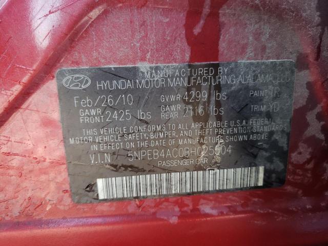 Photo 10 from auction – 2011 HYUNDAI SONATA GLS with VIN 5NPEB4AC0BH025504