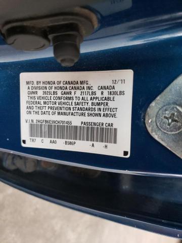 Photo 10 from auction – 2012 HONDA CIVIC with VIN 2HGFB6E59CH701455