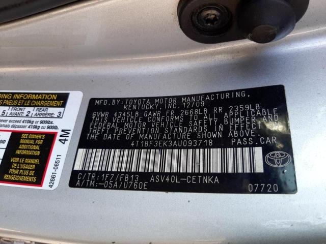 Photo 10 from auction – 2010 TOYOTA CAMRY BASE with VIN 4T1BF3EK3AU093718