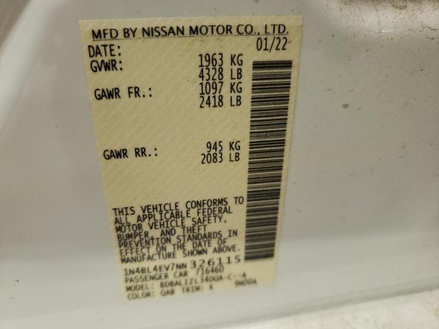Photo 10 from auction – 2022 NISSAN ALTIMA SL with VIN 1N4BL4EV7NN326115