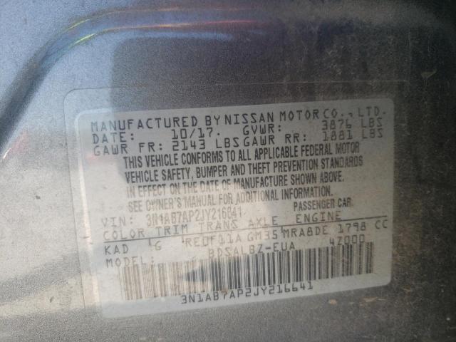 Photo 10 from auction – 2018 NISSAN SENTRA S with VIN 3N1AB7AP2JY216641