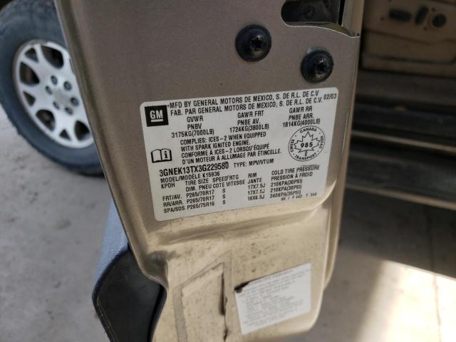 Photo 10 from auction – 2003 CHEVROLET AVALANCHE with VIN 3GNEK13TX3G229580