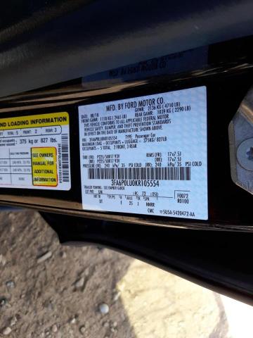 Photo 10 from auction – 2019 FORD FUSION SE with VIN 3FA6P0LU0KR105554