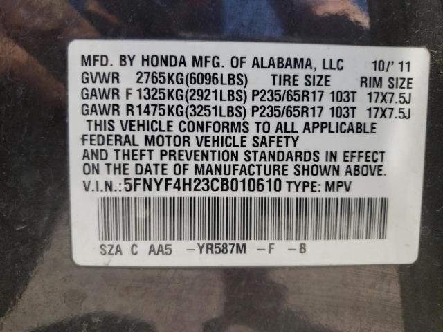 Photo 10 from auction – 2012 HONDA PILOT LX with VIN 5FNYF4H23CB010610