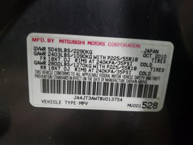 Photo 10 from auction – 2011 MITSUBISHI OUTLANDER with VIN JA4JT3AW7BU013754