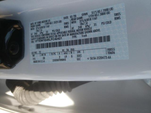 Photo 10 from auction – 2020 FORD F150 SUPER with VIN 1FTEW1E45LFC42421