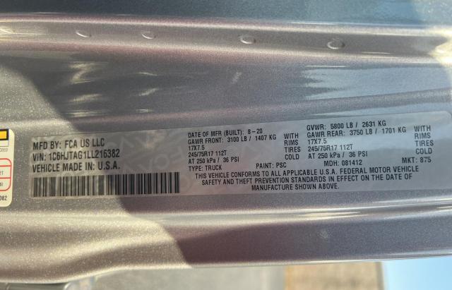 Photo 10 from auction – 2020 JEEP GLADIATOR with VIN 1C6HJTAG1LL216382