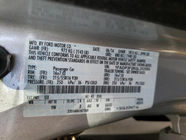 Photo 10 from auction – 2016 FORD FOCUS SE with VIN 1FADP3F28GL352555