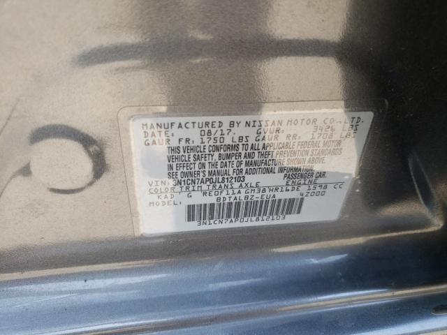 Photo 10 from auction – 2018 NISSAN VERSA S with VIN 3N1CN7AP0JL812103