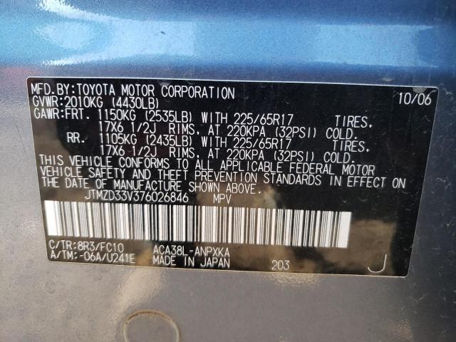 Photo 10 from auction – 2007 TOYOTA RAV4 with VIN JTMZD33V376026846