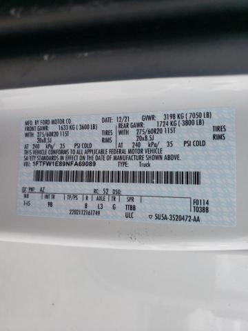 Photo 10 from auction – 2022 FORD F150 SUPER with VIN 1FTFW1E89NFA69089