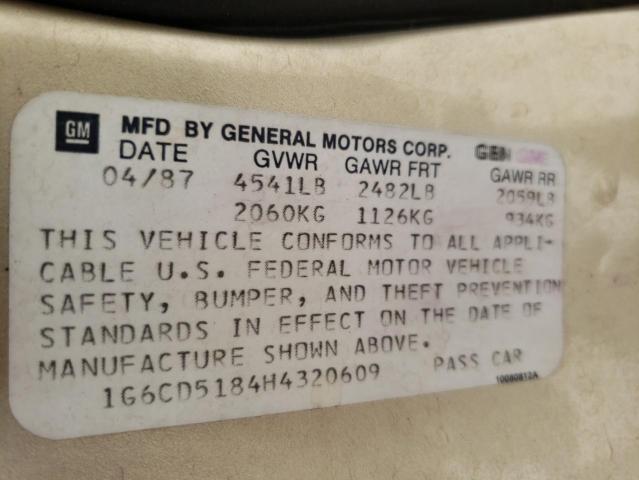 Photo 10 from auction – 1987 CADILLAC DEVILLE with VIN 1G6CD5184H4320609