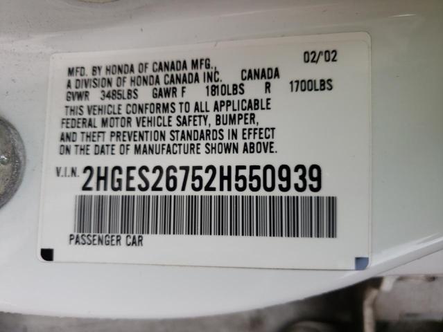 Photo 10 from auction – 2002 HONDA CIVIC EX with VIN 2HGES26752H550939