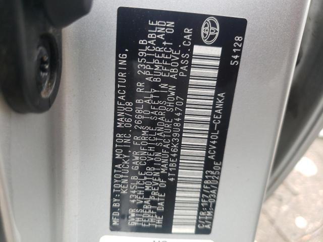 Photo 10 from auction – 2009 TOYOTA CAMRY BASE with VIN 4T1BE46K39U844707