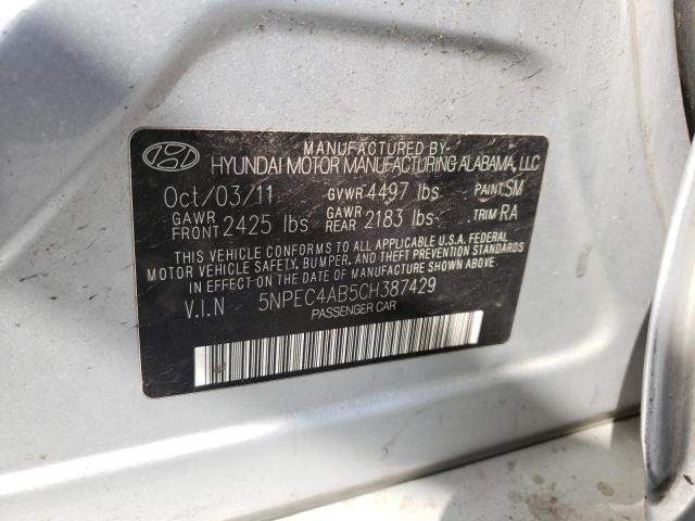 Photo 10 from auction – 2012 HYUNDAI SONATA SE with VIN 5NPEC4AB5CH387429