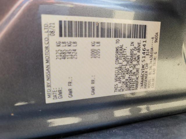 Photo 10 from auction – 2021 NISSAN MAXIMA SV with VIN 1N4AA6CV1MC514641