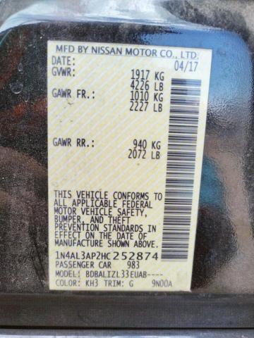 Photo 10 from auction – 2017 NISSAN ALTIMA 2.5 with VIN 1N4AL3AP2HC252874