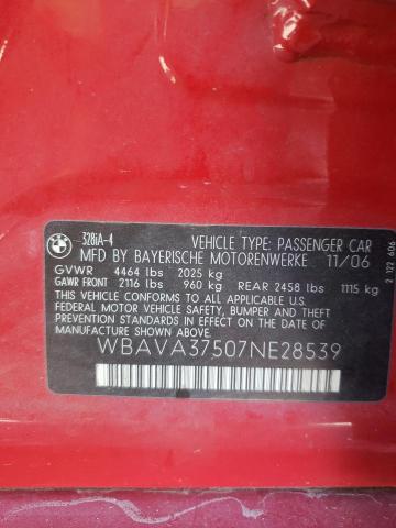 Photo 10 from auction – 2007 BMW 328 I with VIN WBAVA37507NE28539