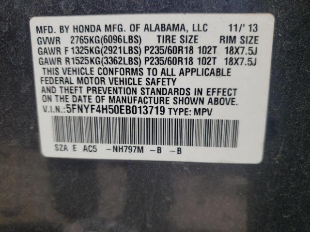 Photo 10 from auction – 2014 HONDA PILOT EXL with VIN 5FNYF4H50EB013719