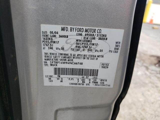 Photo 10 from auction – 2004 FORD F150 with VIN 1FTRF14W94NC66748